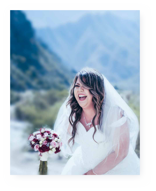 Smiling Bride with boquet