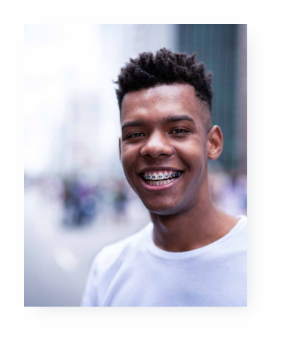 Young man with braces